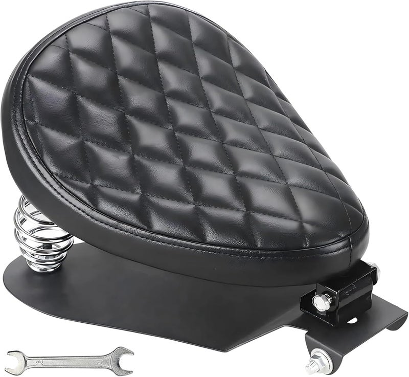 DgNeLai Motorcycle Solo Drive Seat Black Diamond Bobber Cushion with Mounting Seatbase Spring Bracket Kit Replacement for Harley Davidson Sportster XL 1200 883 48 Chopper Custom - Image 1